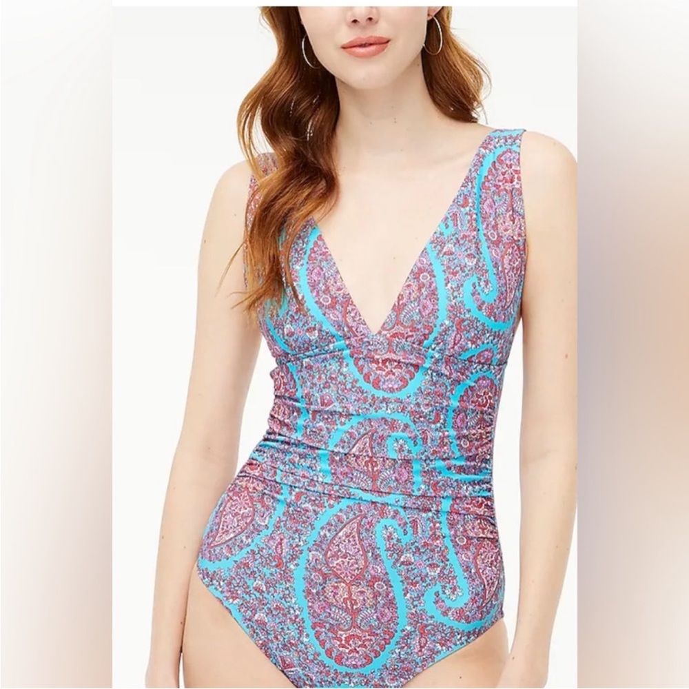 J. Crew paisley plunge one piece swimsuit